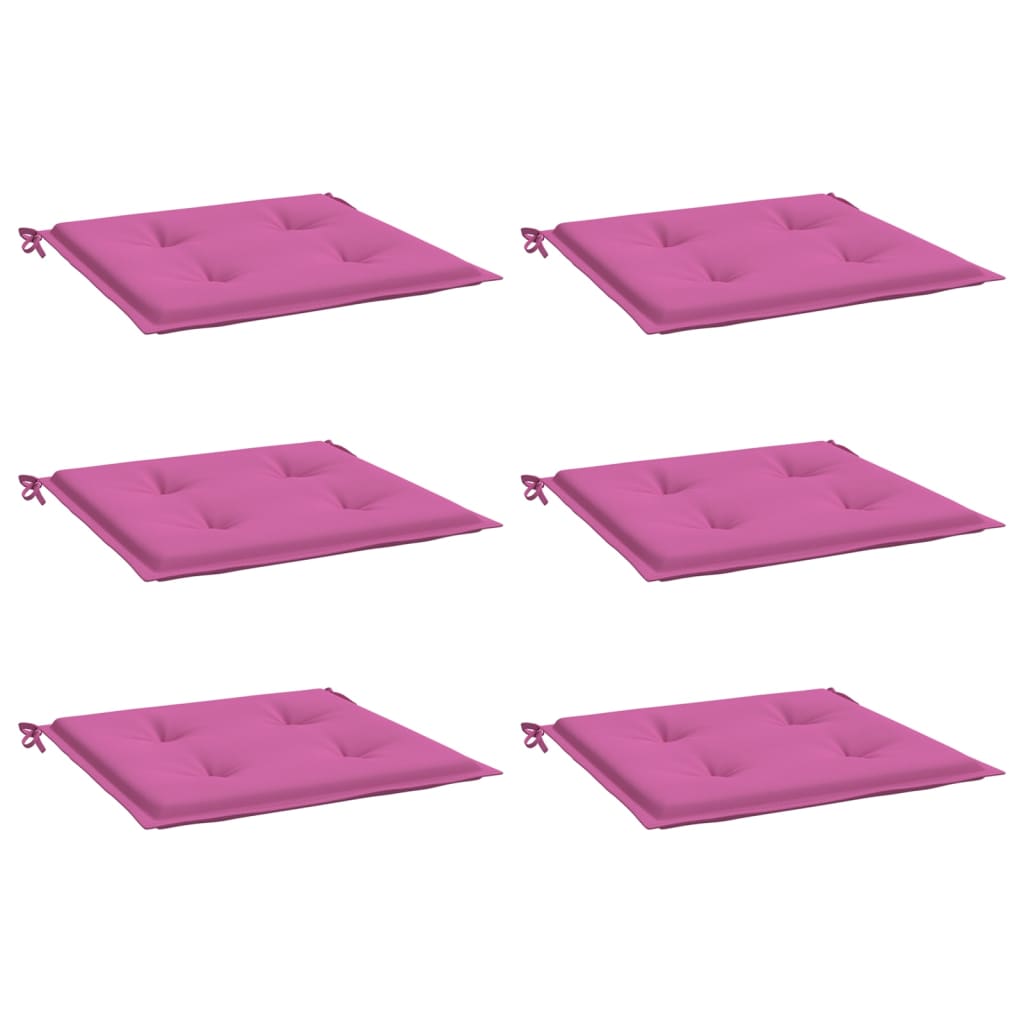 Tuinstoelkussens 6 st 40x40x3 cm stof roze