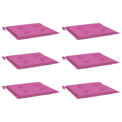 Tuinstoelkussens 6 st 40x40x3 cm stof roze