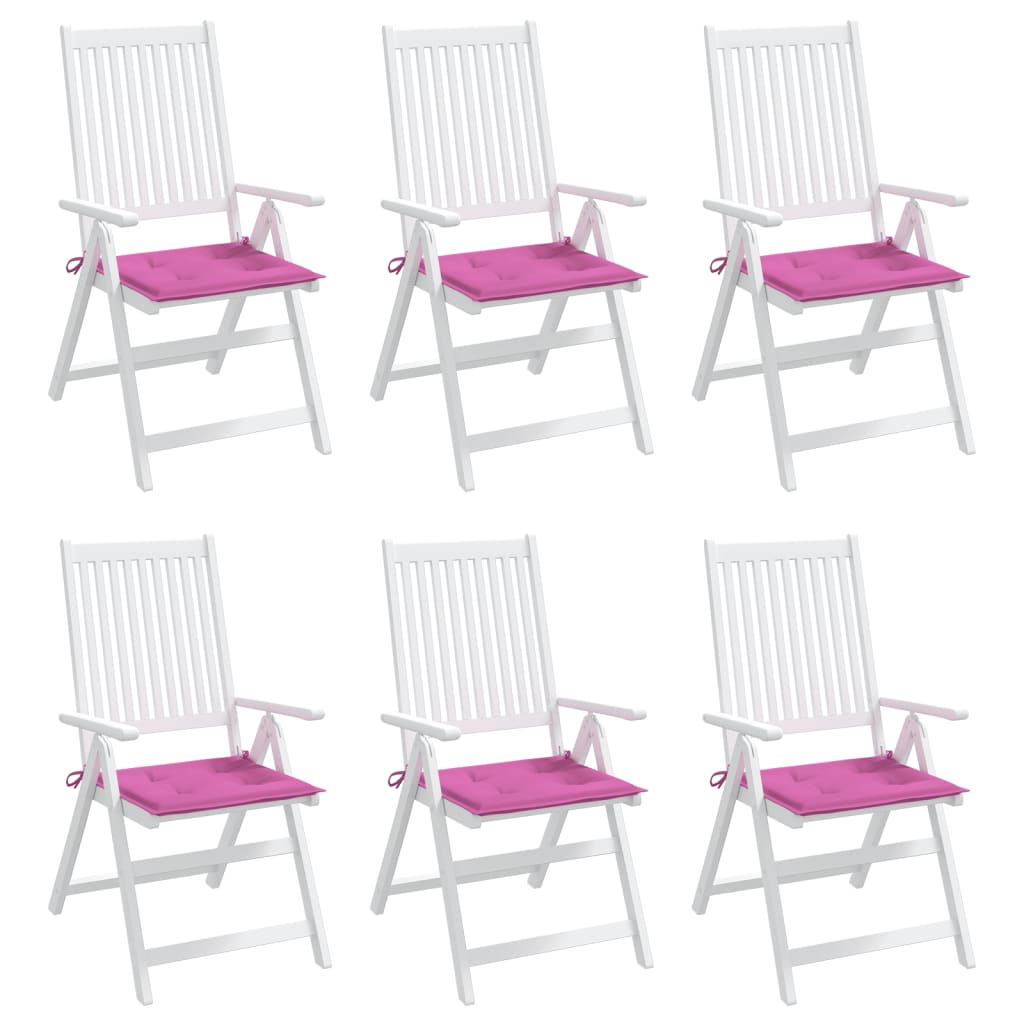 Tuinstoelkussens 6 st 40x40x3 cm stof roze