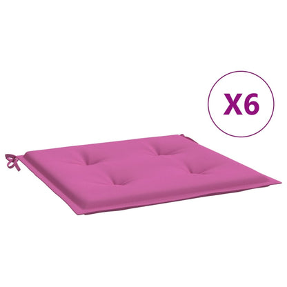 Tuinstoelkussens 6 st 50x50x3 cm stof roze