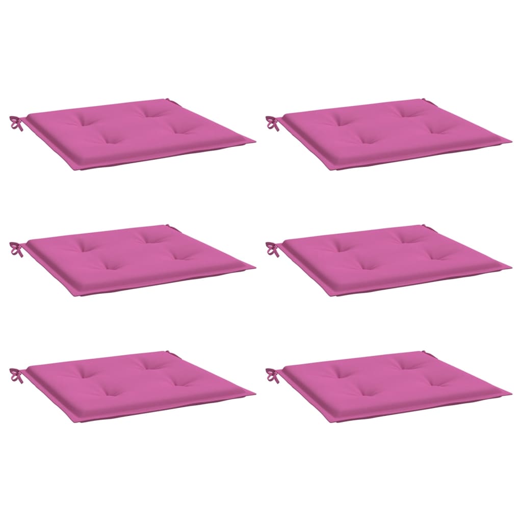 Tuinstoelkussens 6 st 50x50x3 cm stof roze