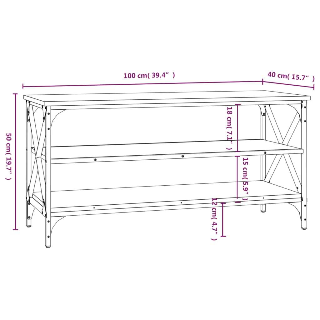 Tv-meubel 100x40x50 cm bewerkt hout gerookt eikenkleurig