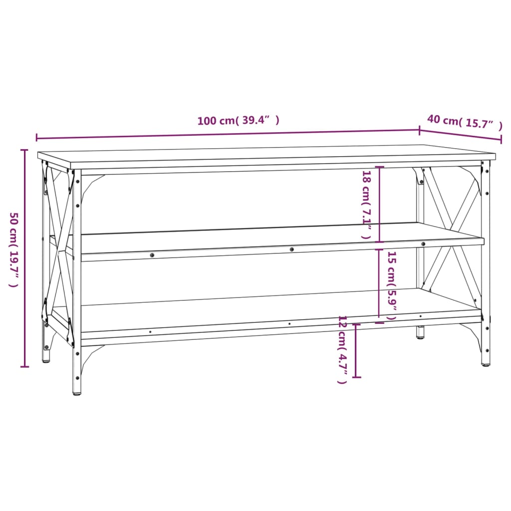 Tv-meubel 100x40x50 cm bewerkt hout grijs sonoma eikenkleurig