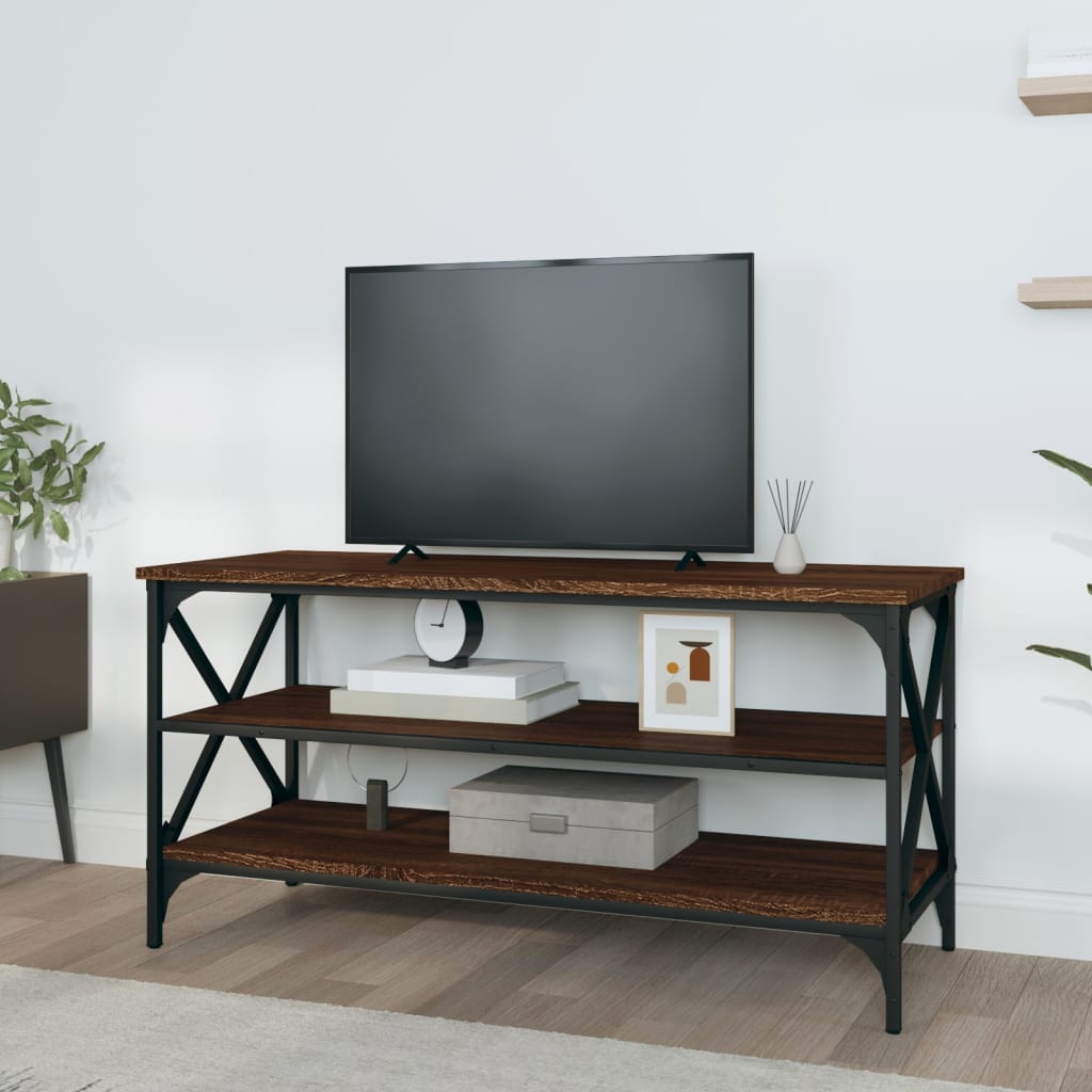 Tv-meubel 100x40x50 cm bewerkt hout bruin eikenkleur