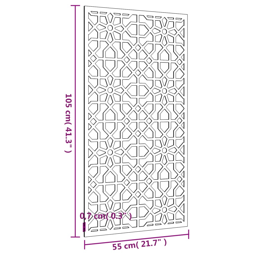 Wanddecoratie tuin Moors ontwerp 105x55 cm cortenstaal