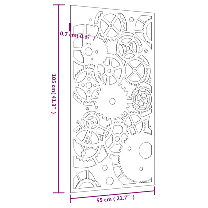 Wanddecoratie tuin tandwielontwerp 105x55 cm cortenstaal