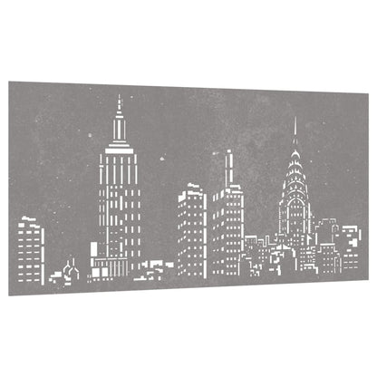 Wanddecoratie tuin skyline-ontwerp 105x55 cm cortenstaal