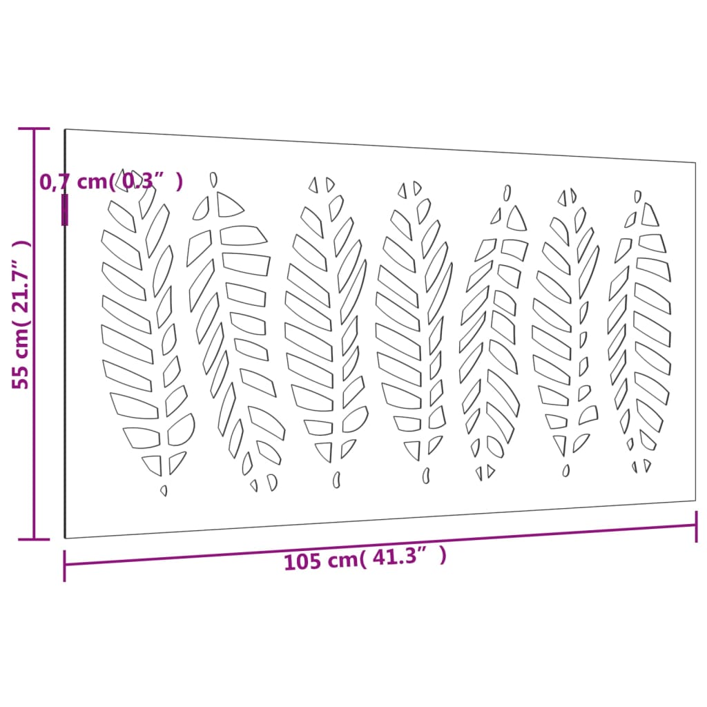 Wanddecoratie tuin bladontwerp 105x55 cm cortenstaal