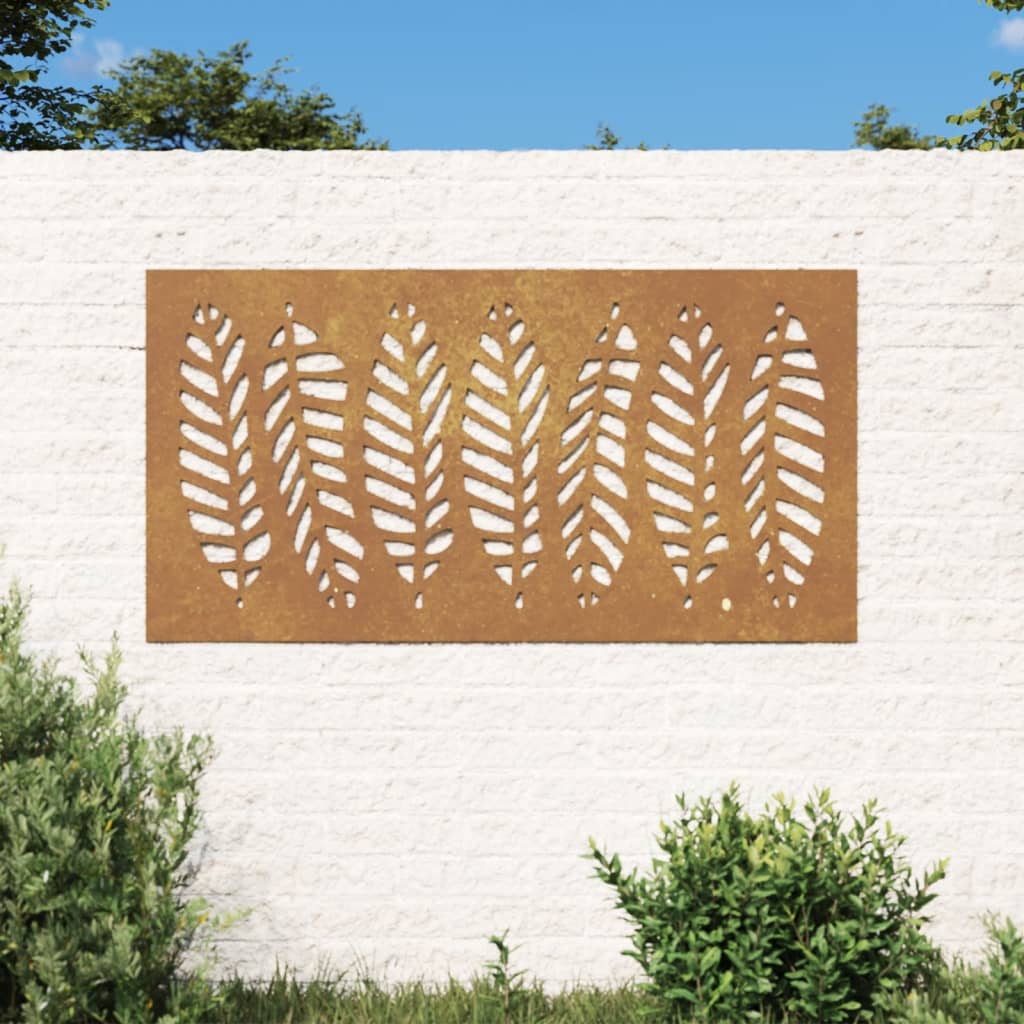 Wanddecoratie tuin bladontwerp 105x55 cm cortenstaal