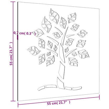 Wanddecoratie tuin boomontwerp 55x55 cm cortenstaal