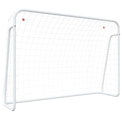 Voetbaldoel met net 214x75x152 cm staal en polyester wit