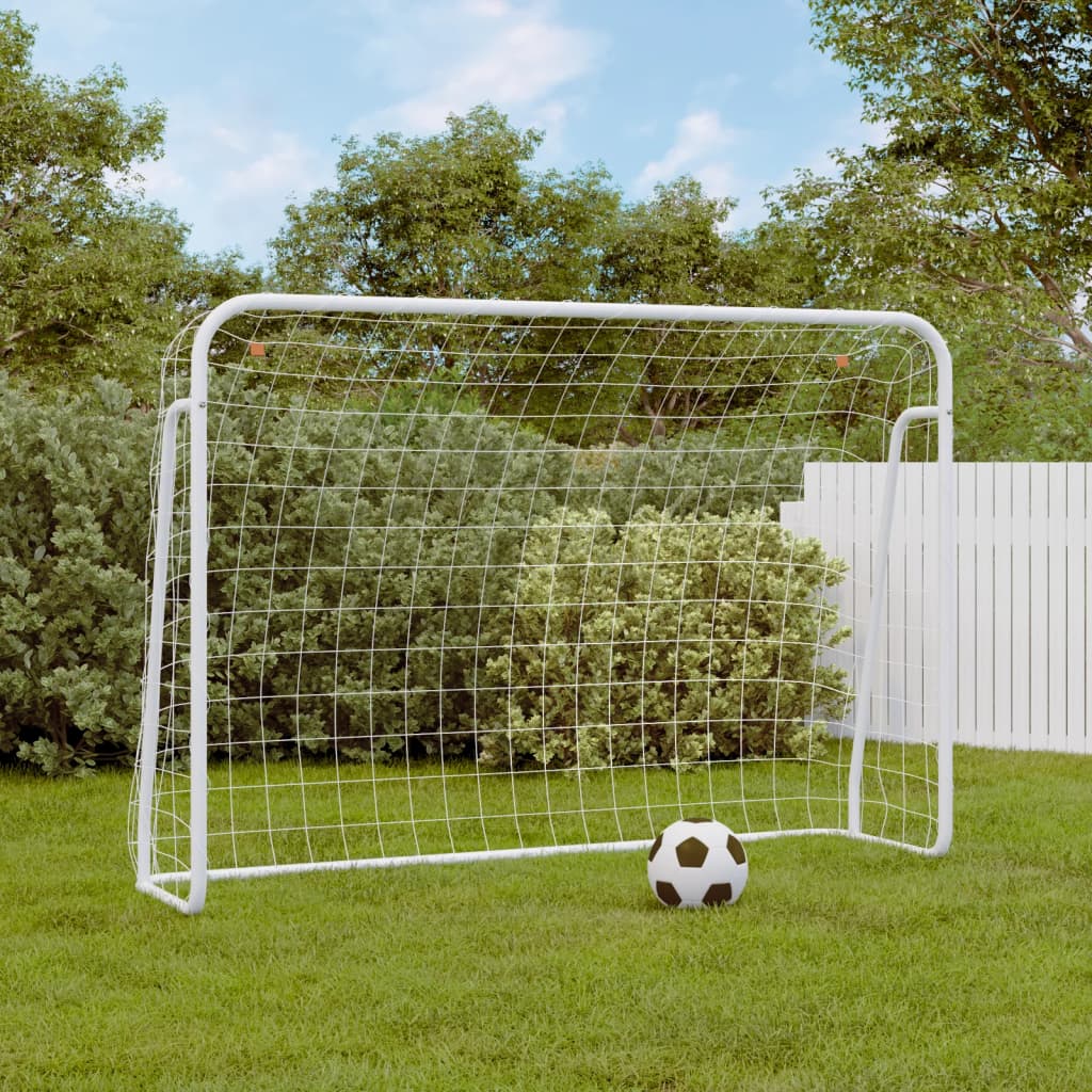 Voetbaldoel met net 214x75x152 cm staal en polyester wit