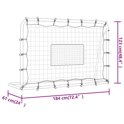 Voetbalrebounder 184x61x123 cm staal en PE wit en zwart