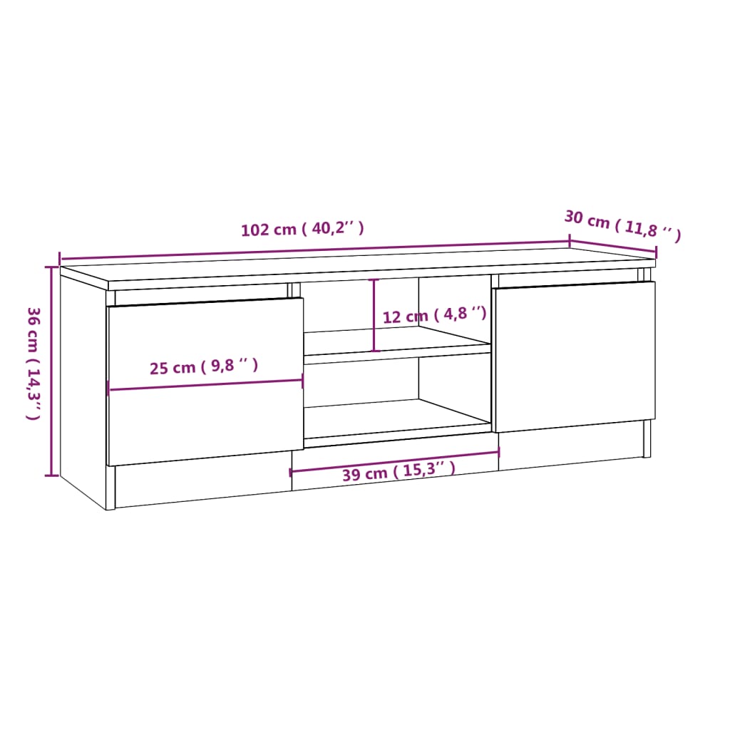 Tv-meubel met deur 102x30x36 cm zwart