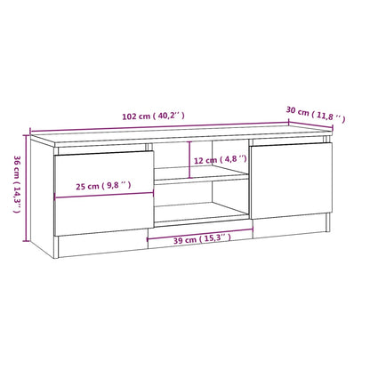 Tv-meubel met deur 102x30x36 cm zwart