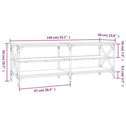 Tv-meubel 140x40x50 cm bewerkt hout zwart