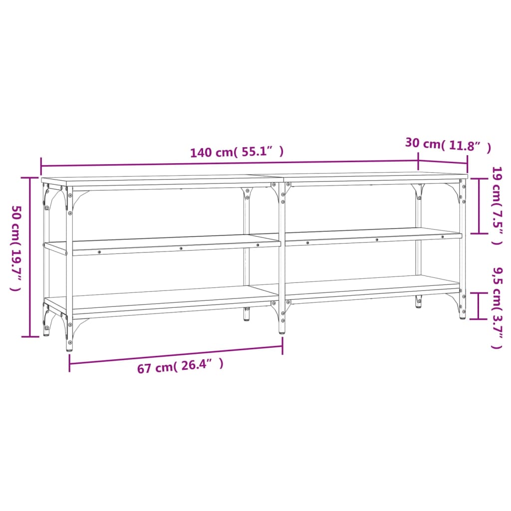 Tv-meubel 140x30x50 cm bewerkt hout zwart