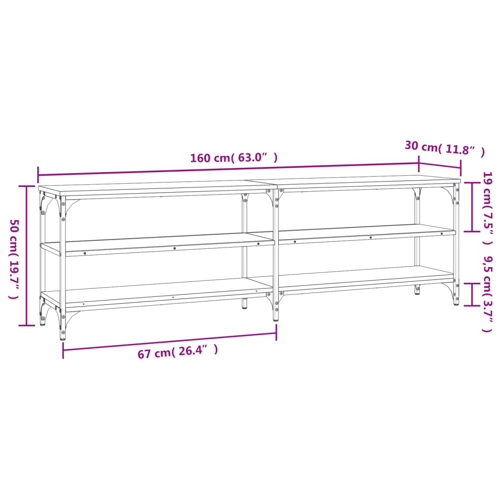 Tv-meubel 160x30x50 cm bewerkt hout sonoma eikenkleurig