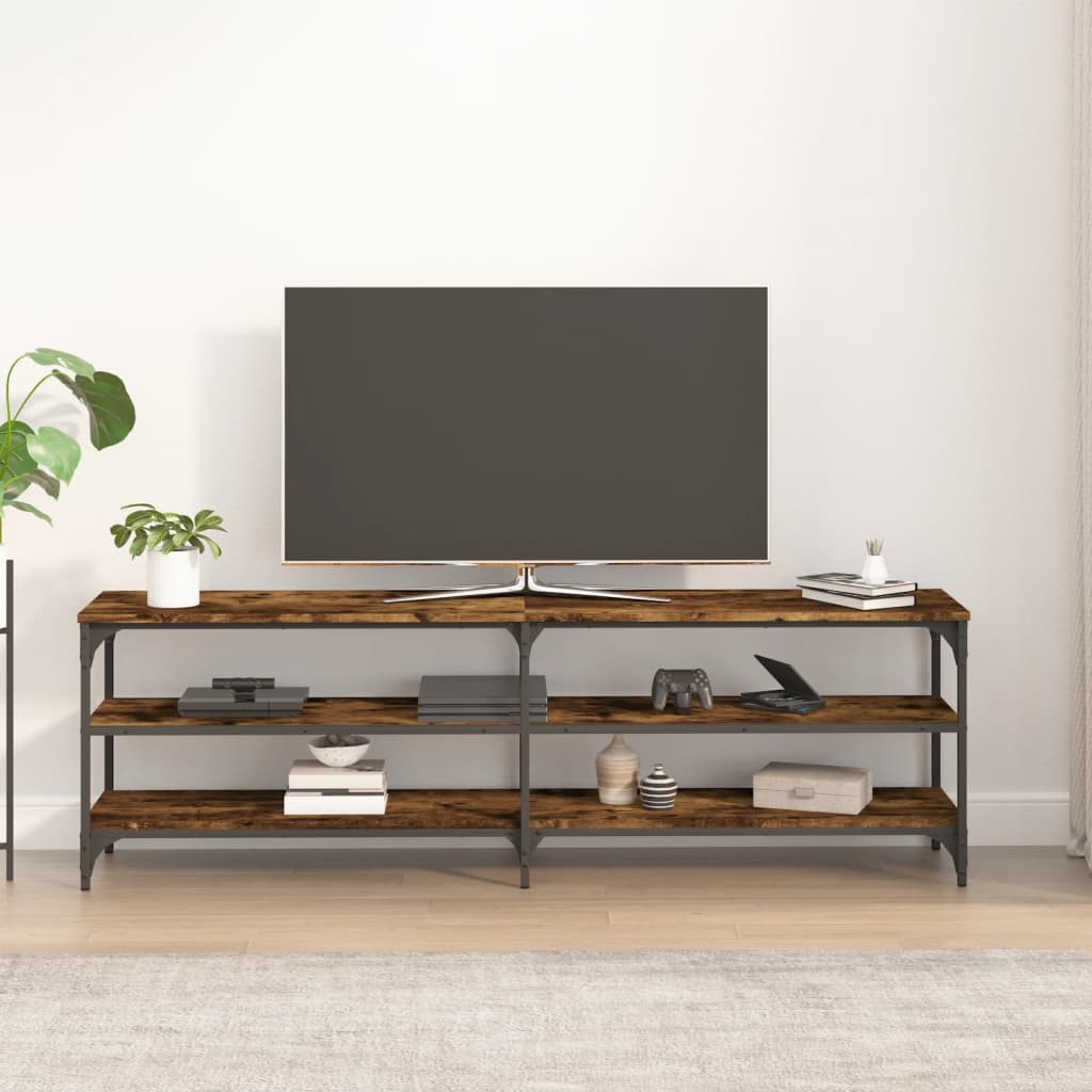 Tv-meubel 160x30x50 cm bewerkt hout gerookt eikenkleurig