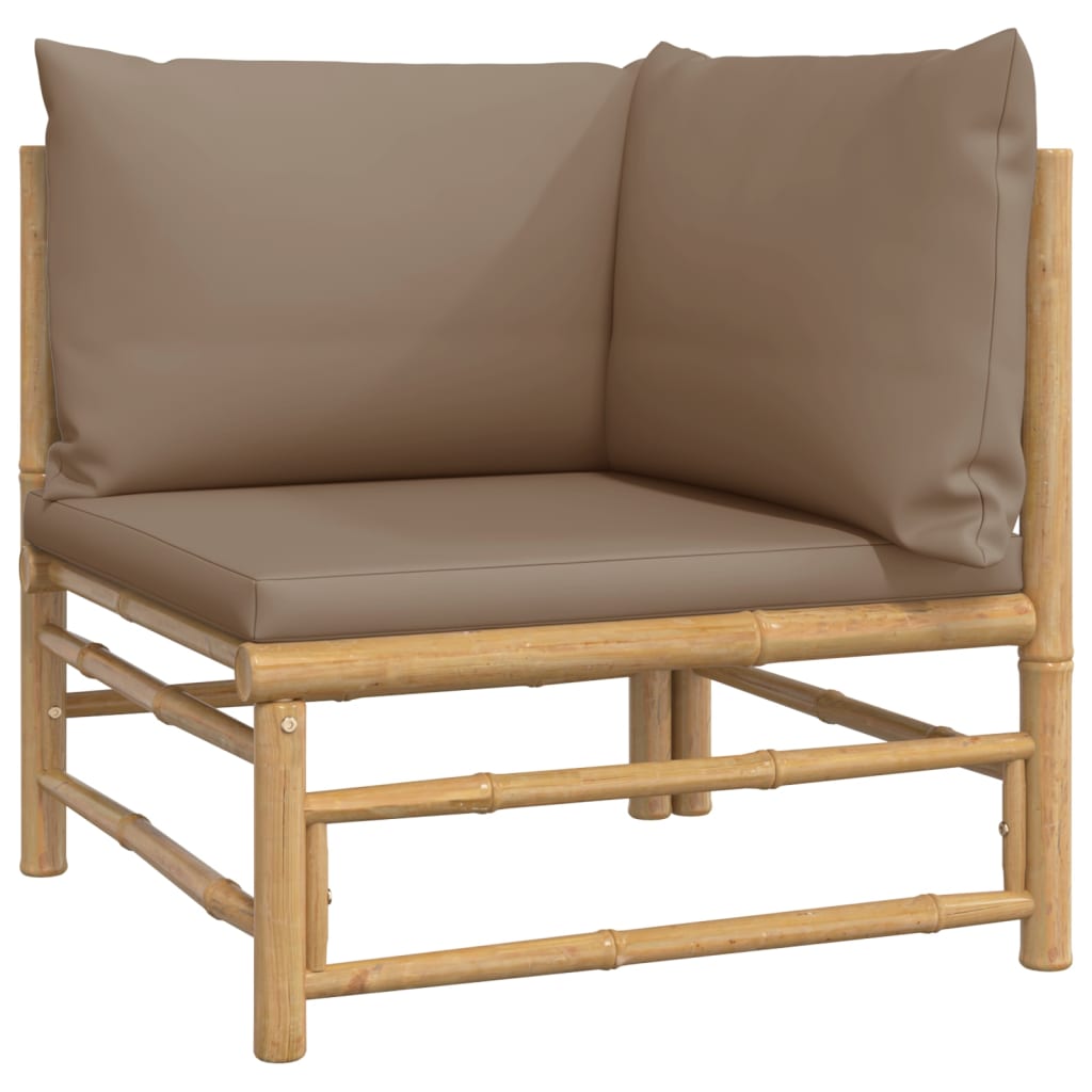 10-delige Loungeset met kussens bamboe taupe