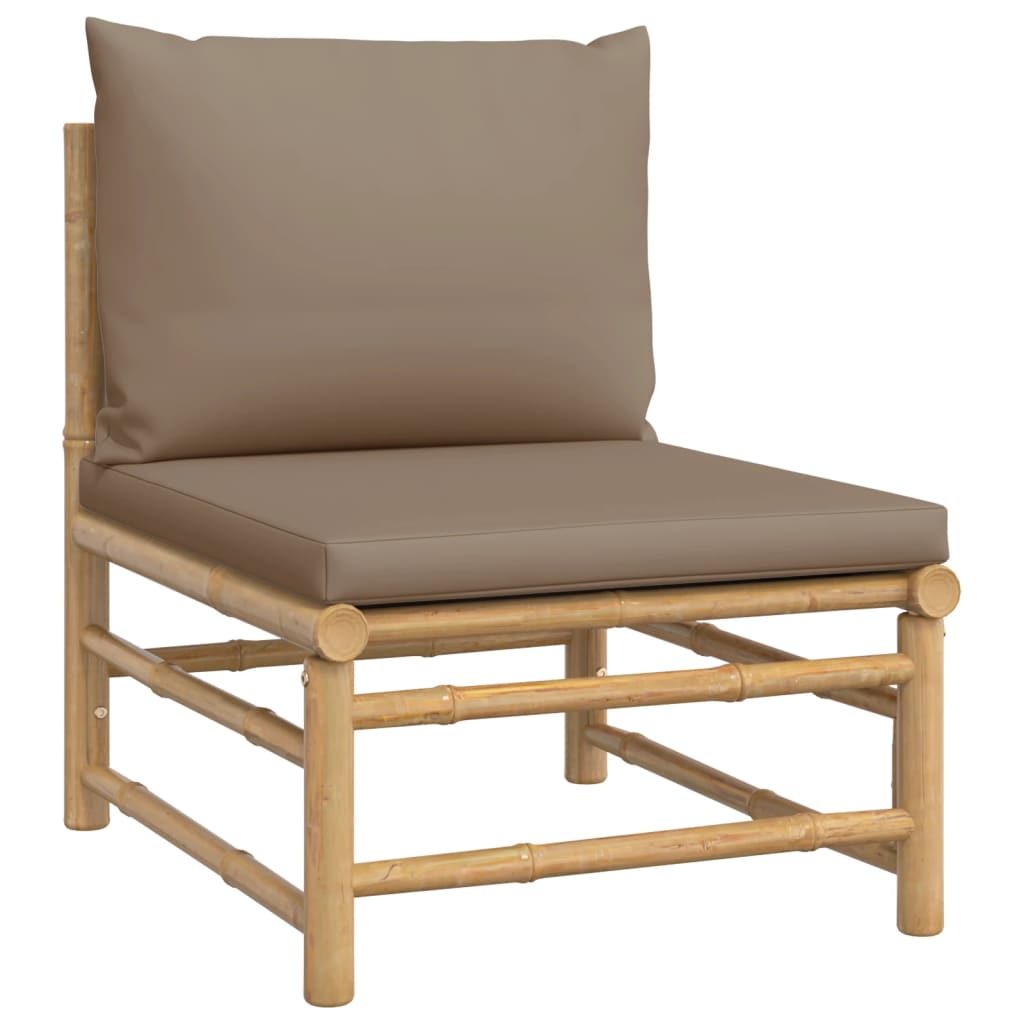 10-delige Loungeset met kussens bamboe taupe