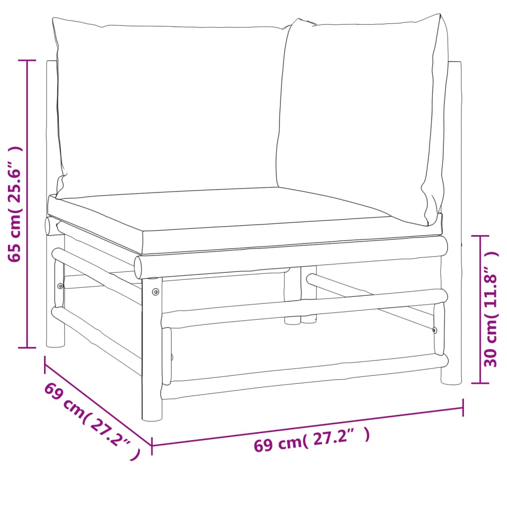 10-delige Loungeset met kussens bamboe taupe