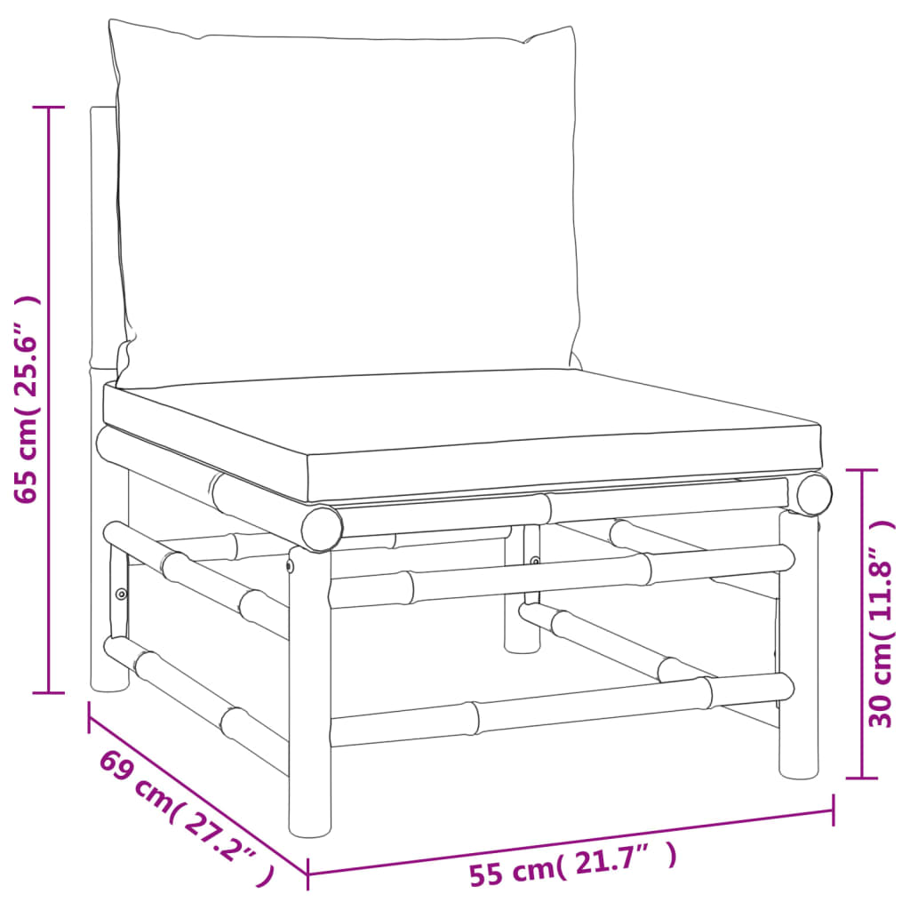 10-delige Loungeset met kussens bamboe taupe