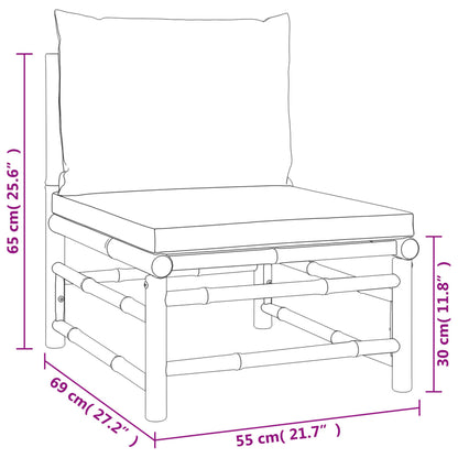 10-delige Loungeset met kussens bamboe taupe