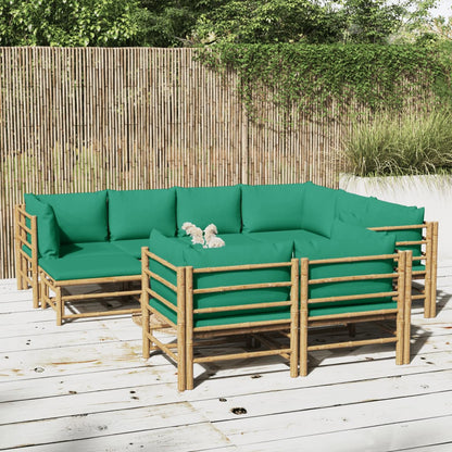 10-delige Loungeset met kussens bamboe groen