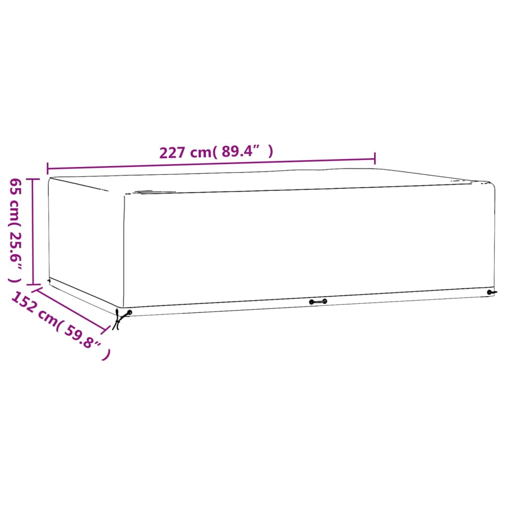 Tuinmeubelhoezen 2 st 12 oogjes rechthoekig 227x152x65 cm