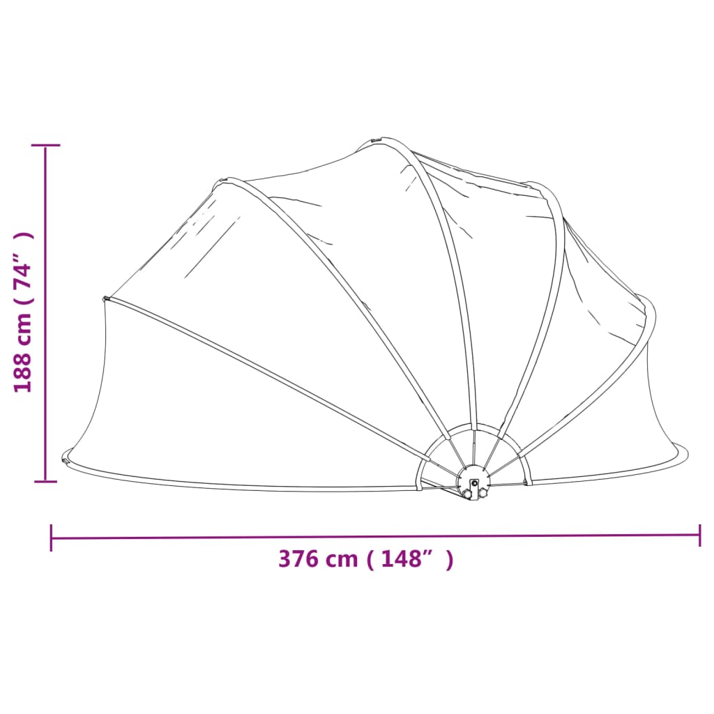 Zwembadoverkapping rond 376x188 cm PVC