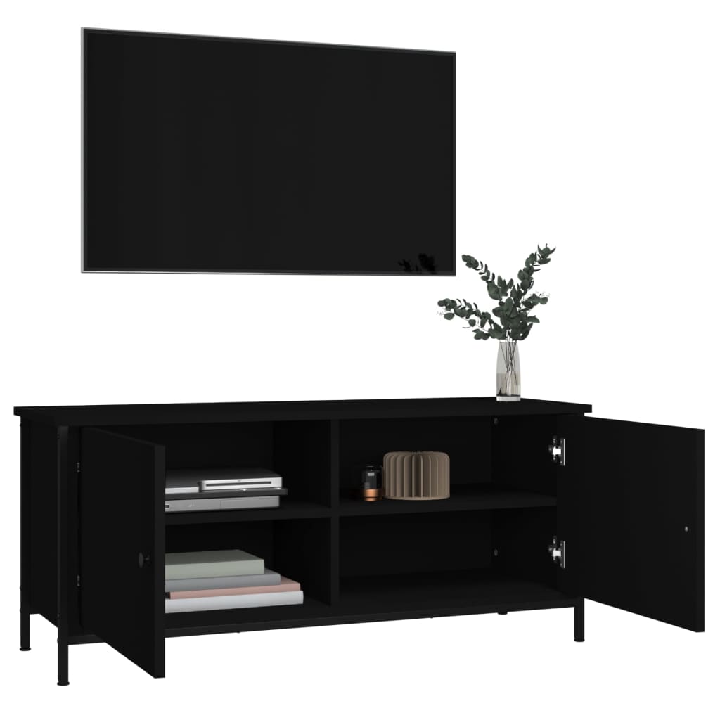 Tv-meubel 102x35x45 cm bewerkt hout zwart