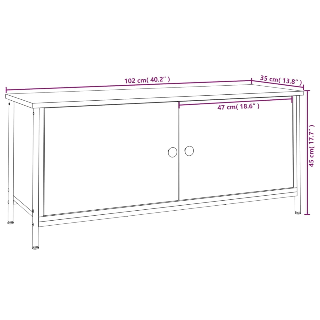 Tv-meubel 102x35x45 cm bewerkt hout zwart