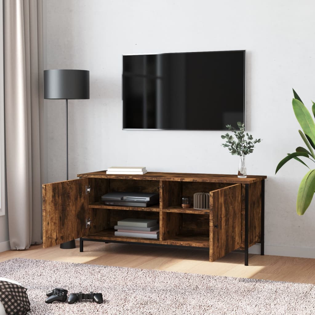 Tv-meubel 102x35x45 cm bewerkt hout gerookt eikenkleurig