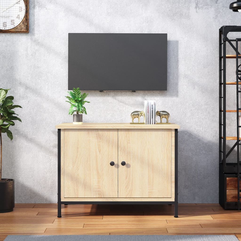 Tv-meubel met deuren 60x35x45 cm bewerkt hout sonoma eikenkleur