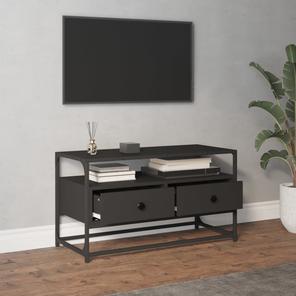 Tv-meubel 80x35x45 cm bewerkt hout zwart