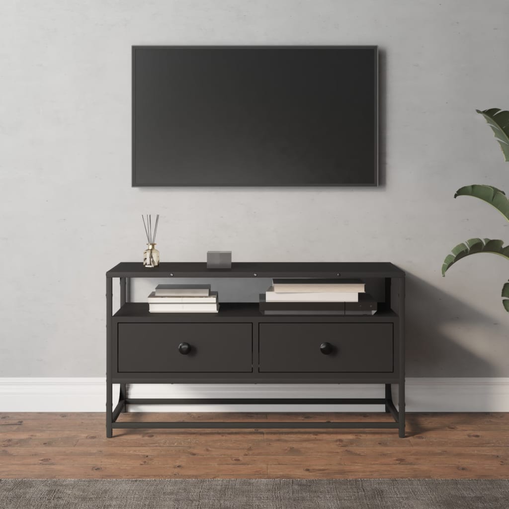 Tv-meubel 80x35x45 cm bewerkt hout zwart