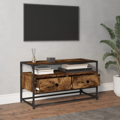 Tv-meubel 80x35x45 cm bewerkt hout gerookt eikenkleurig