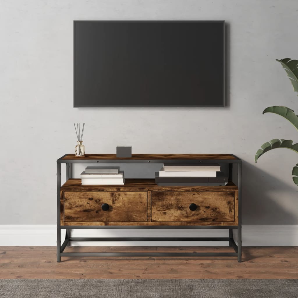 Tv-meubel 80x35x45 cm bewerkt hout gerookt eikenkleurig