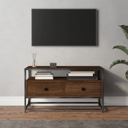 Tv-meubel 80x35x45 cm bewerkt hout bruin eikenkleur