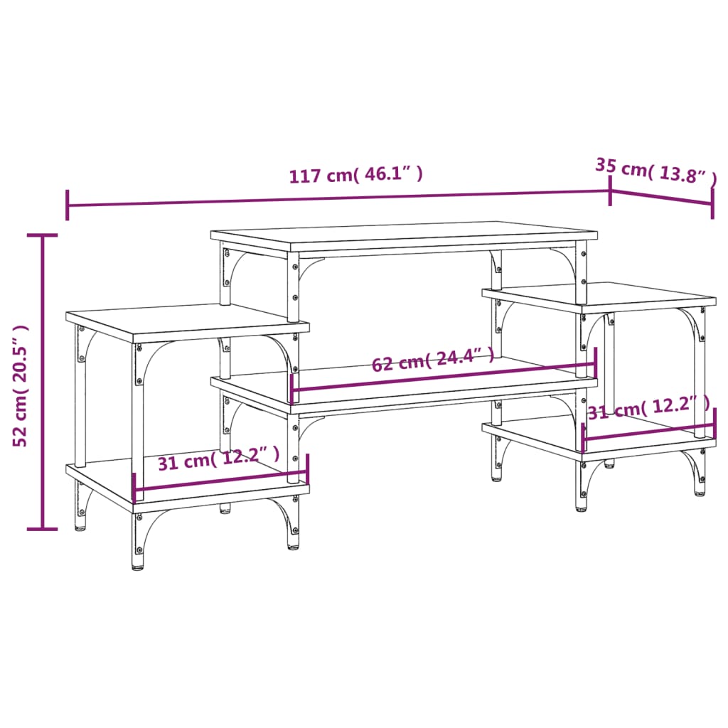 Tv-meubel 117x35x52 cm bewerkt hout zwart