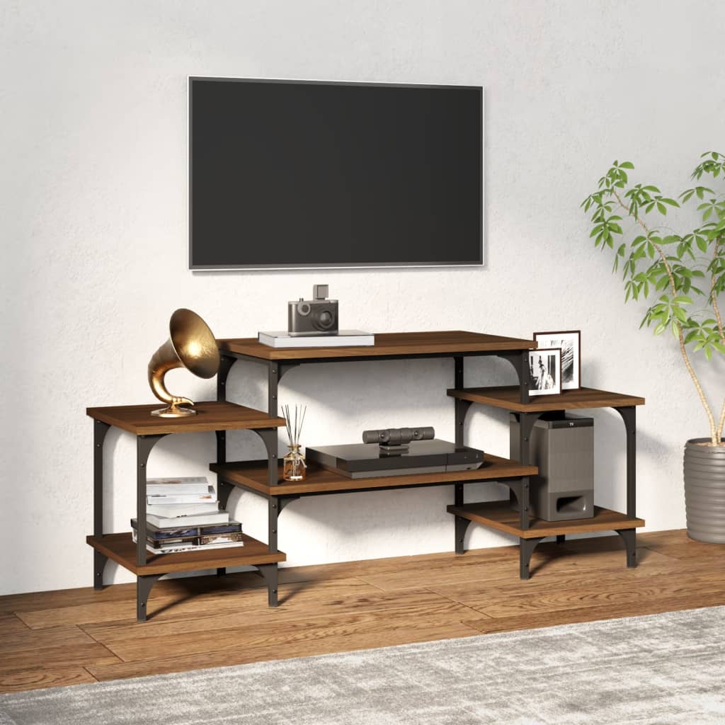 Tv-meubel 117x35x52 cm bewerkt hout bruin eikenkleur