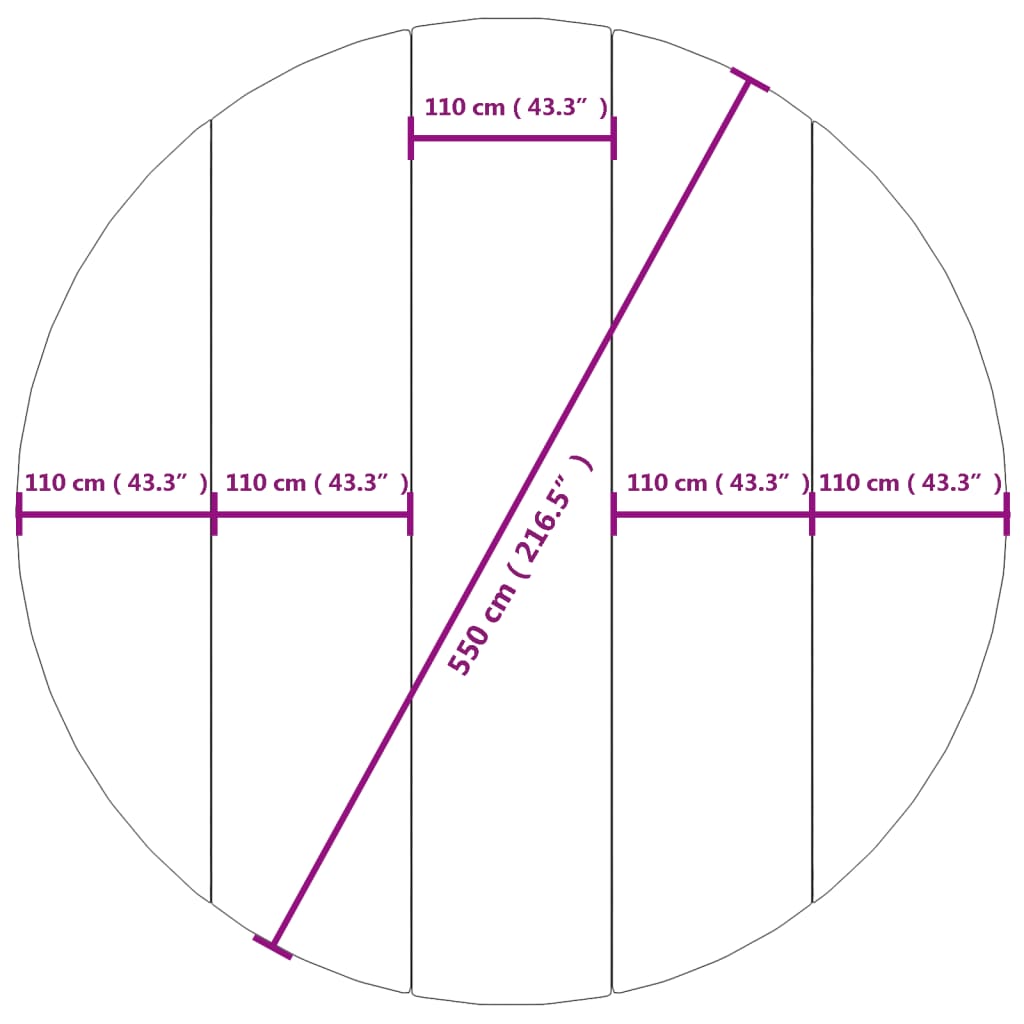 Zwembadgrondzeil Ø550 cm polyester geotextiel lichtgrijs