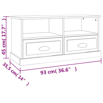 Tv-meubel 93x35,5x45 cm bewerkt hout bruin eikenkleur