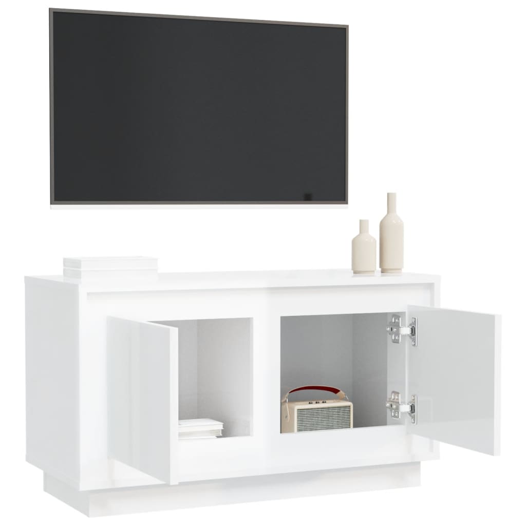 Tv-meubel 80x35x45 cm bewerkt hout hoogglans wit