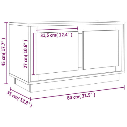 Tv-meubel 80x35x45 cm bewerkt hout hoogglans wit