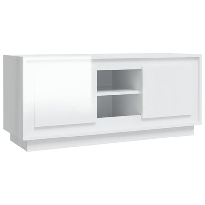 Tv-meubel 102x35x45 cm bewerkt hout hoogglans wit