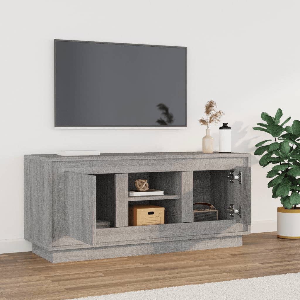 Tv-meubel 102x35x45 cm bewerkt hout grijs sonoma eikenkleurig