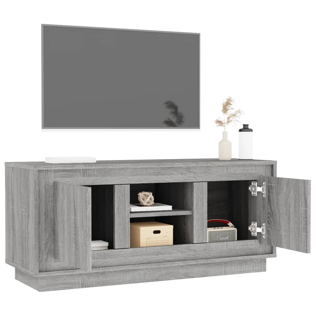 Tv-meubel 102x35x45 cm bewerkt hout grijs sonoma eikenkleurig