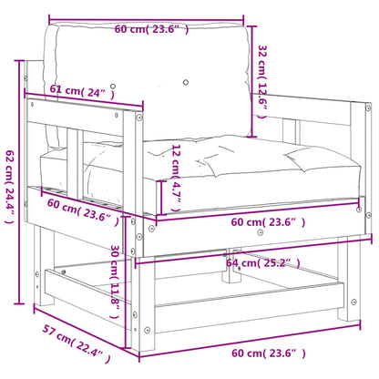 Tuinstoelen 2 st met kussens massief grenenhout